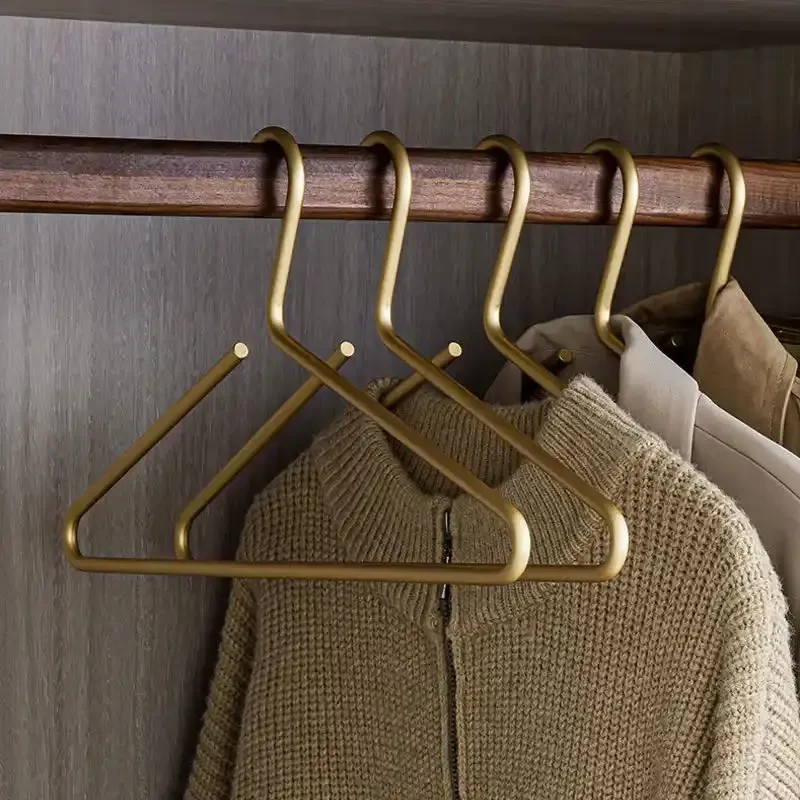 5PCS/10PCSCoat Hangers Solid Aluminum Alloy Seamless Matte Gold Clothes Hanger Trousers Sweater Storage Racks Wardrobe Organizer