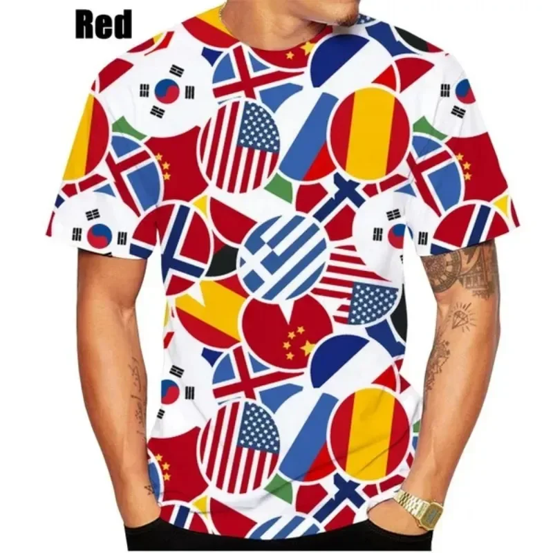 

Hot selling men and women spring and summer 3D printed short-sleeved T-shirt summer casual flag Cosplay men's round neck sports