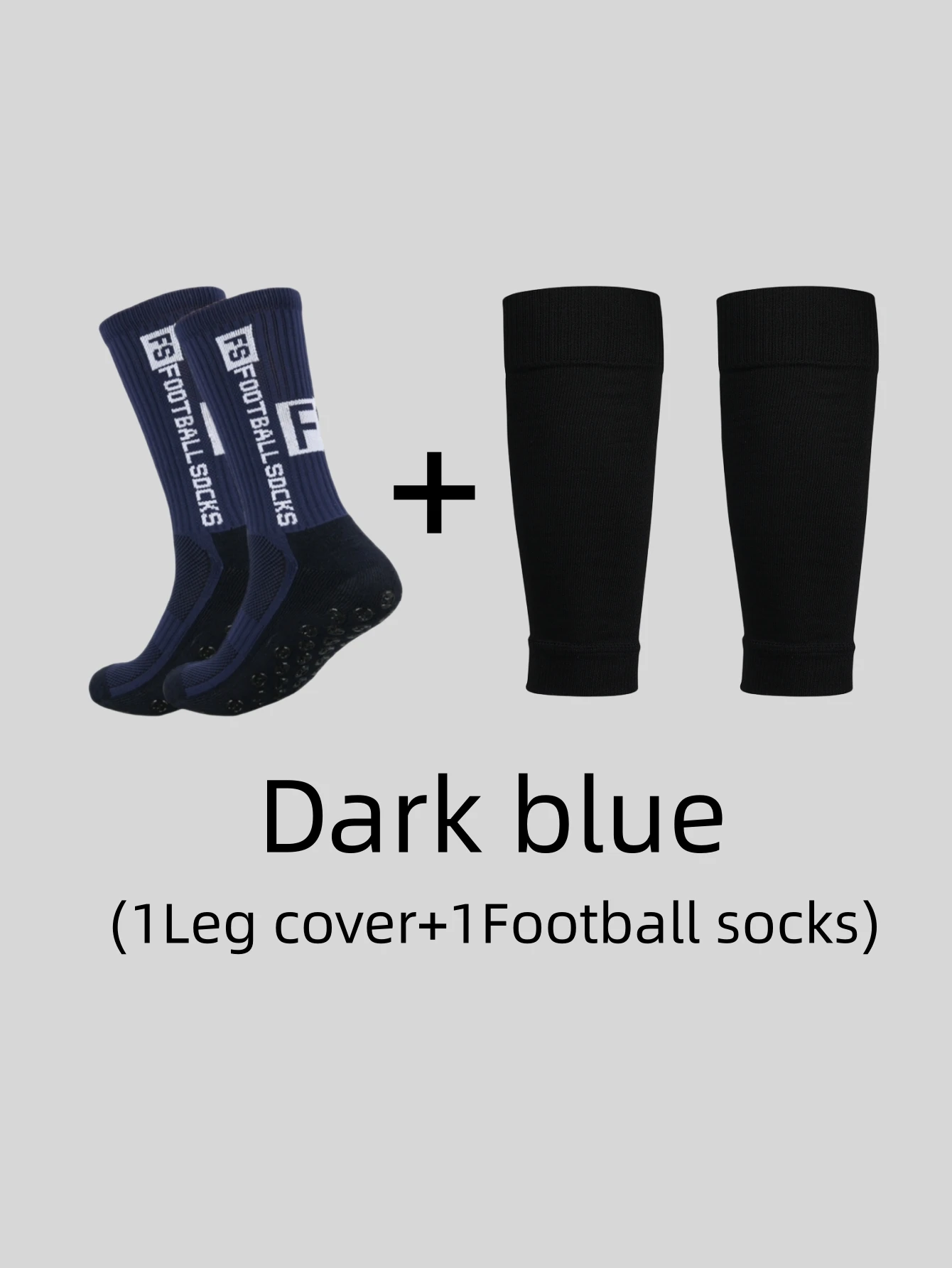 1 pair of combination adhesive point anti slip, sweat and odor resistant FS football sports socks+leg protectors