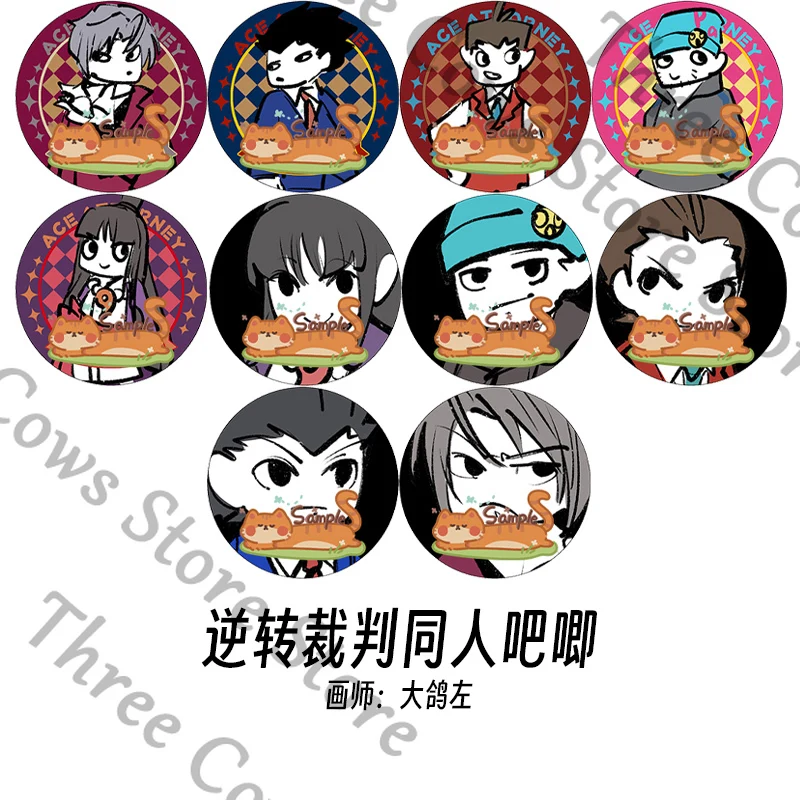 Anime Ace Attorney Apollo Justice Maya Fey Miles Edgeworth Phoenix Wright Cosplay insignia de dibujos animados broche mascota emblema Widget regalo
