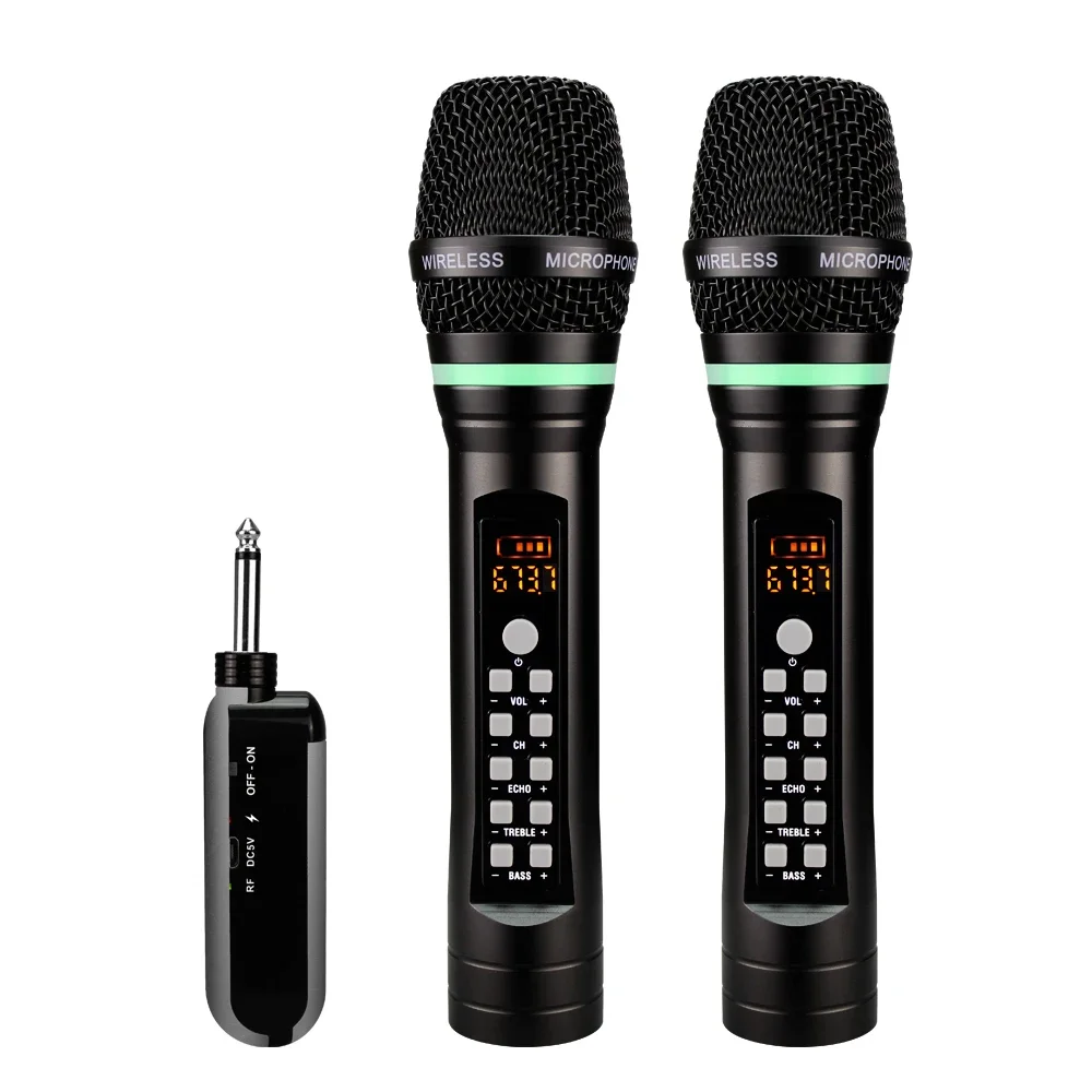 

BAOABOMI newest rechargeable UHF portable reverb treble bass channel selectedWireless Karaoke microphone