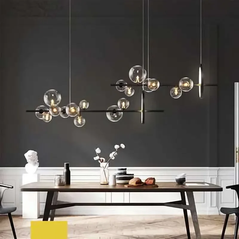 

Modern Led Pendant Lamps Glass Ball for Table Dining Room Kitchen Chandelier Home Decor Lighting Suspension Design Lusters