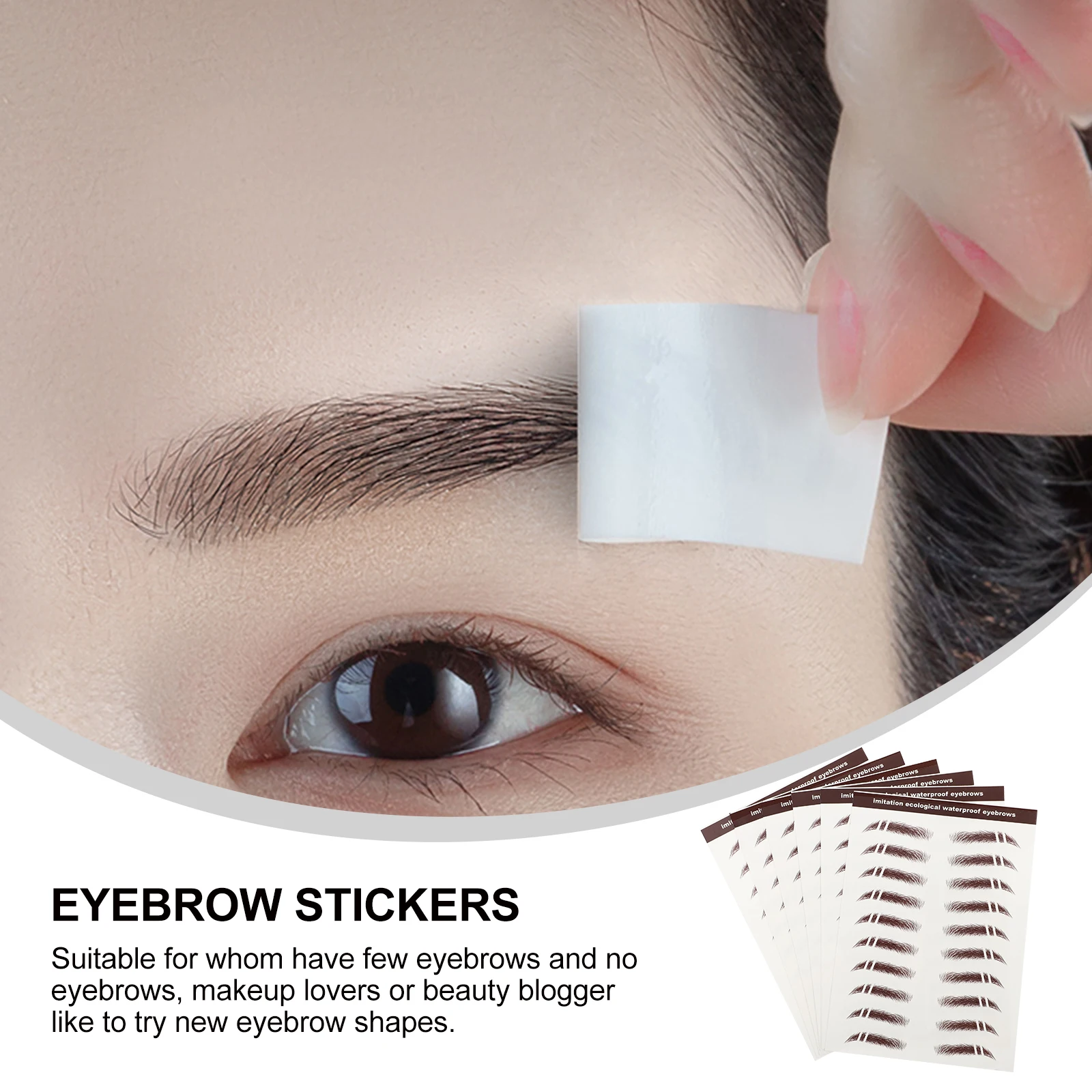 

6pcs Hair-Like Eyebrow Stickers Waterproof Fake Brows Makeup Brow Stickers For Sparse No Brows No Painful Embroidery False