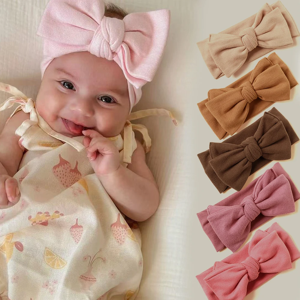 Soft Headband for Newborn Hair Bowknot Headwrap Baby Girls Photo Prop Large Bow Hair Accessories Children Turban Knot Headbands