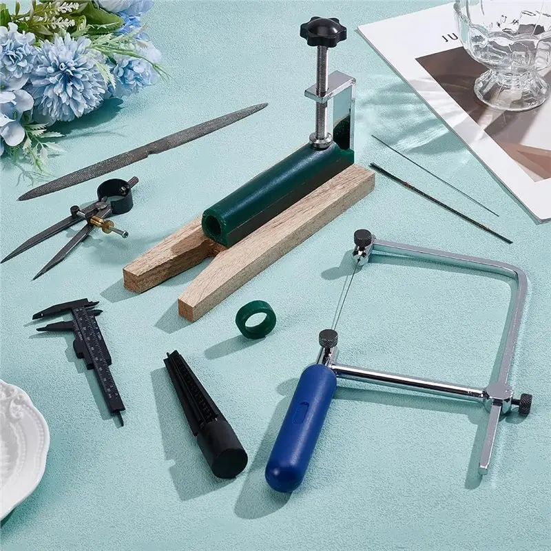 VOFUN-Wax Ring Carving Tool Kit 8 أنماط المفقودة مجموعة الشمع مع شفرات حلقة Sizer ملف مقعد دبوس المجوهرات مجموعة الشمع
