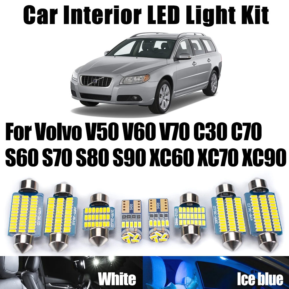 For Volvo V50 V60 V70 C30 C70 S60 S70 S80 S90 XC60 XC70 XC90 Car Accessories Canbus LED Interior Map Dome Light Ceiling Bulb Kit