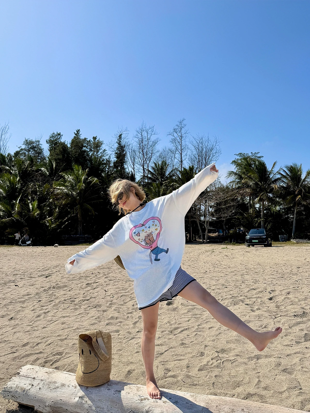 Sakura Leaf Sun Protection Cartoon Heart Korean Style Lazy Thin Long Sleeve Women's Loose Semi-Transparent T-Shirt Casual Wear