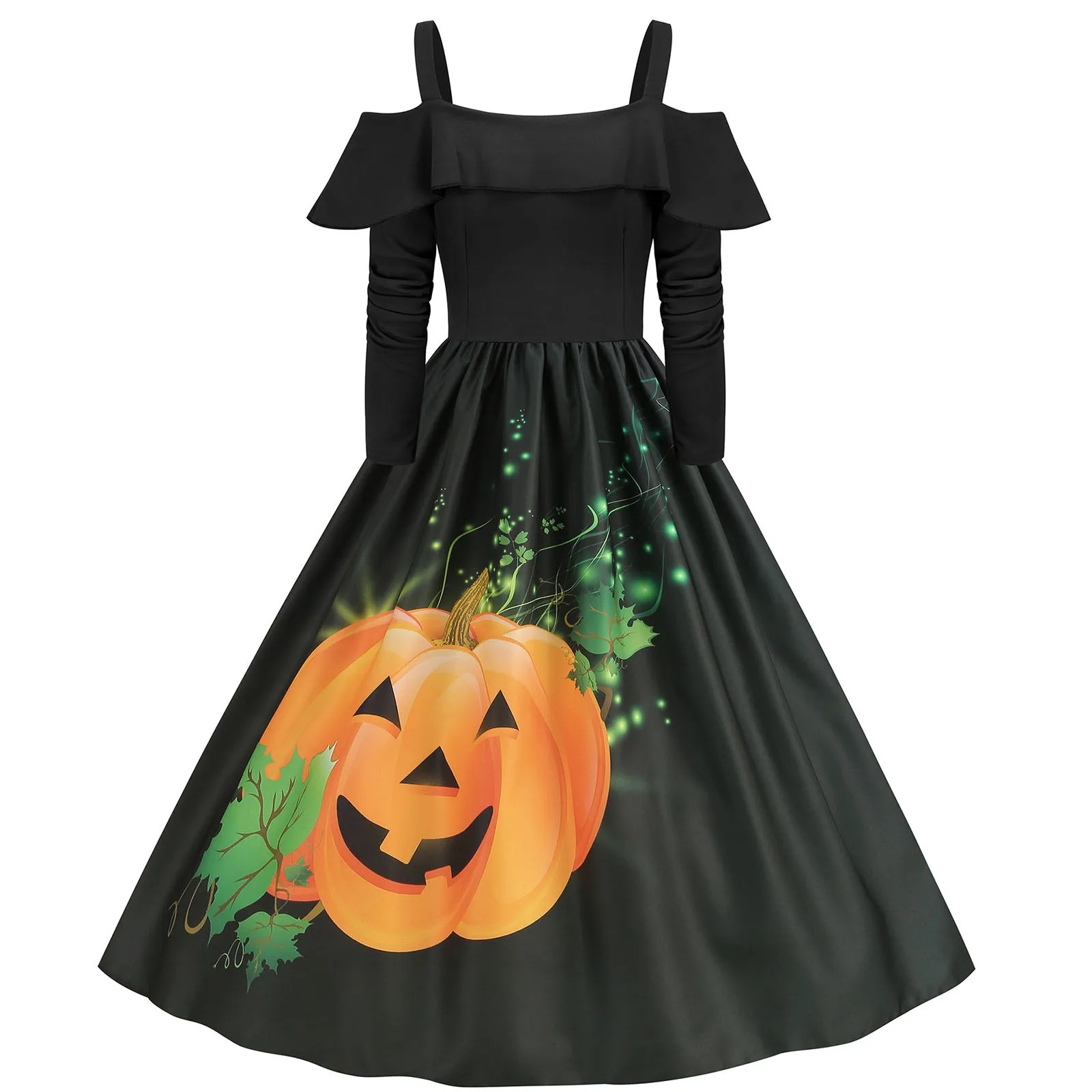 Lace Retro Halloween Dress Women Costumes Short Sleeve 50S 60S Vintage Party Dresses Skull Witch Scary Holloween Clothes Cosplay