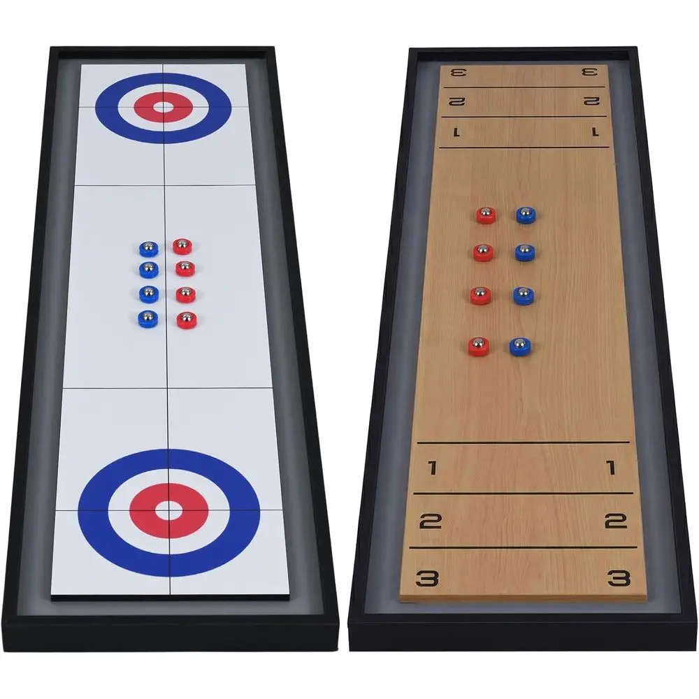

Dual-Sided Portable Shoveboard and Curling Game Set with 8 Pucks for Adults