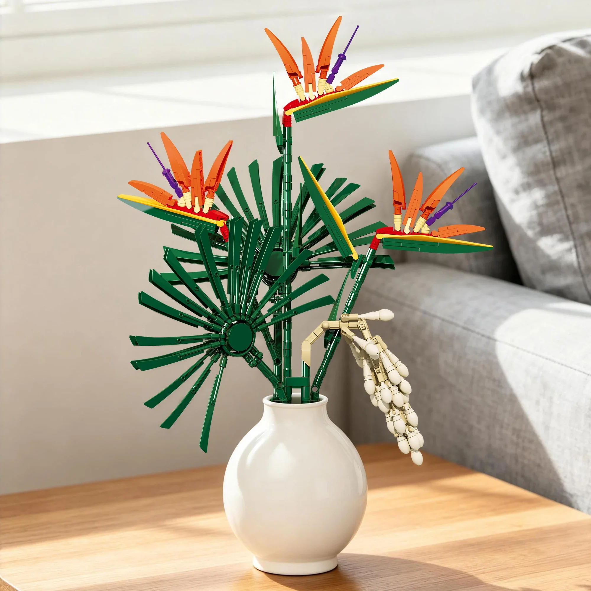 530-teiliger Paradiesvogelblumen-Bausatz – Romantische Schreibtischdekoration für ewige Liebe, einfach zu montierendes Puzzle-Spielzeug, Valentinstagsgeschenk – Detail 8