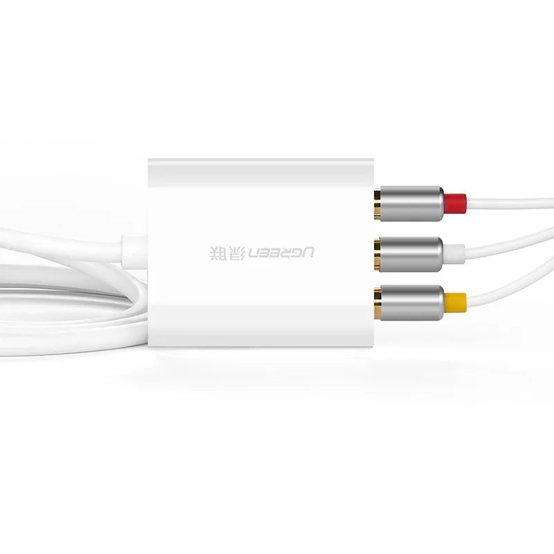 UGREEN HDMI-kompatibel zu AV-Konverter, dreifarbiger RCA-Computer, TV-Schnittstelle, Audio- und Video-Konvertierung, Kopflänge 0,5 m, Leitung