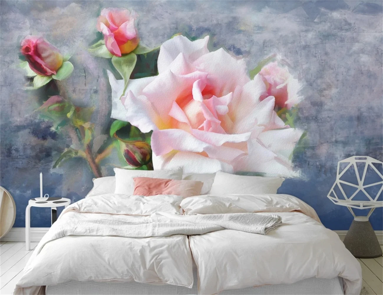 

Custom size 3d wallpaper modern simple hand-painted oil painting flowers European background wall rose decorative painting