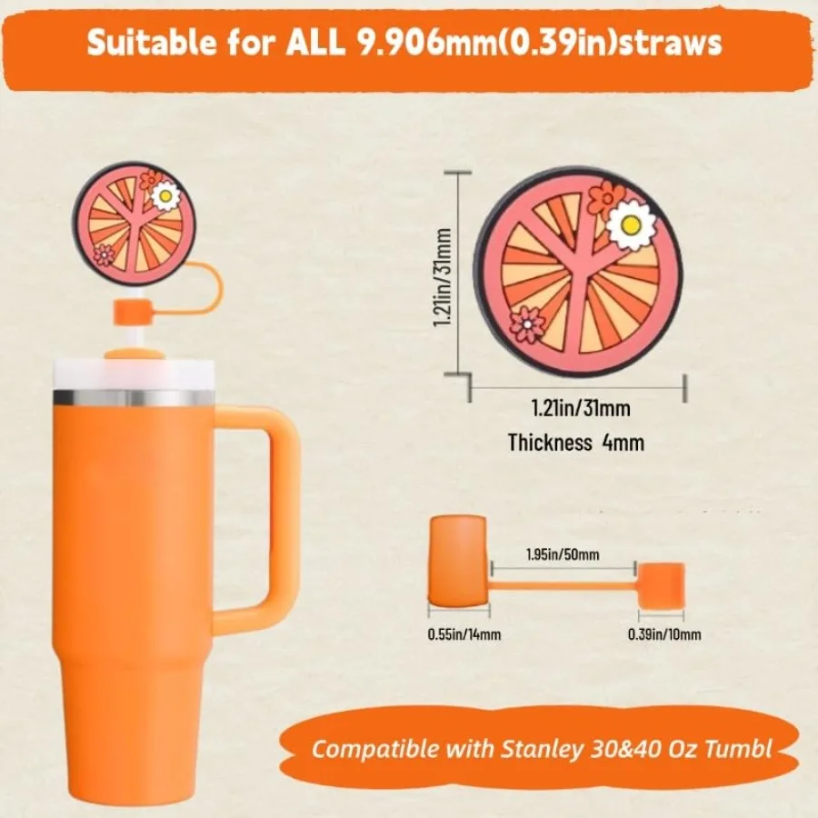 9 Stück süße Strohtoppe 30 Unzen 40 Unzen Tumbler 10 mm wiederverwendbares süßes Zubehör für Stanley Cup Strohabdeckung kann für verschiedene Occ geeignet