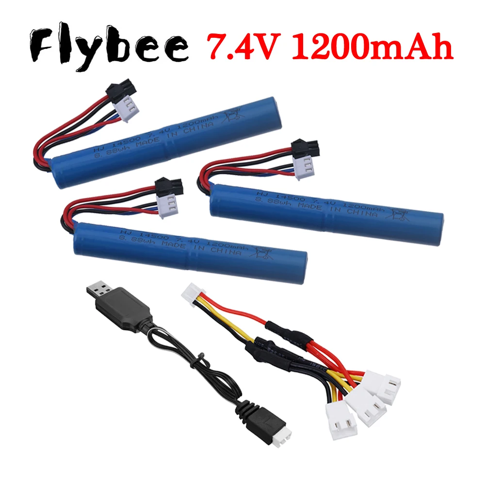 7.4V 1200mAh 14500 Li-ion battery SM Plug for Electric Toys water bullet gun toys accessory 7.4V battery for Vehicles RC toy