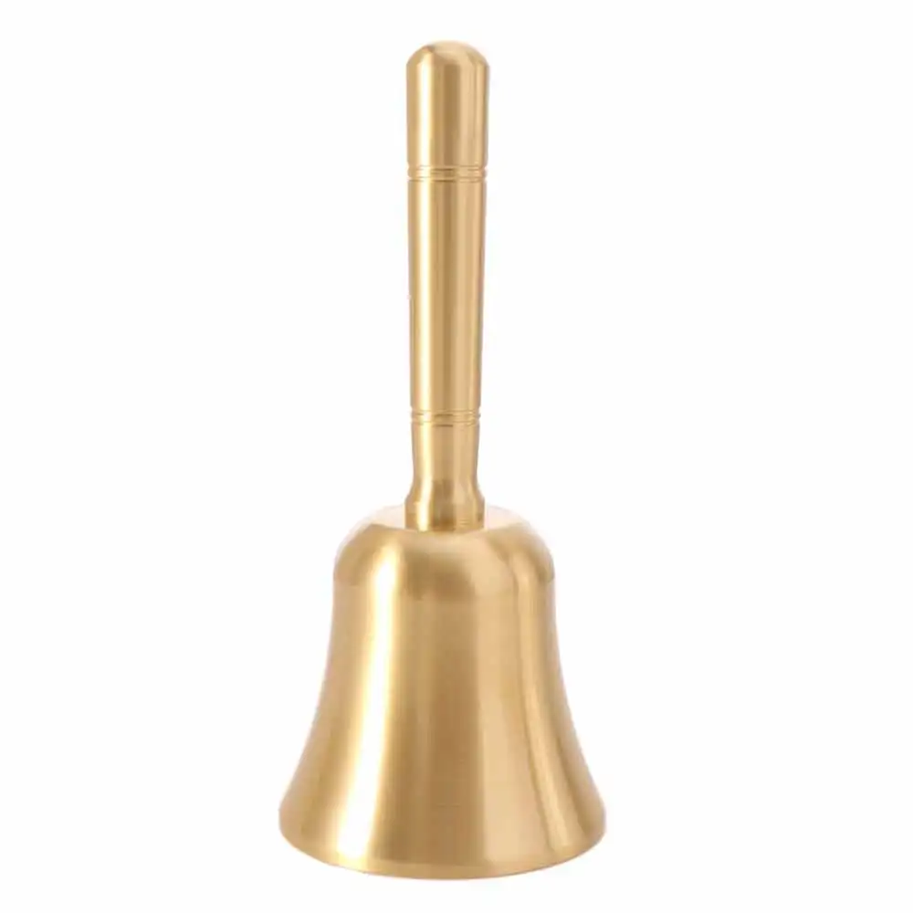 Extra Loud Pure Copper Hand Bell Vintage Manual Operation Solid Brass Call Bell Multi-Purpose Sturdy Hand Cranked Bell