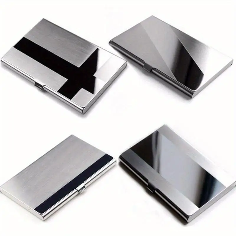 1Pc Stainless Steel Credit Card Case for Women Men ID Card Holder Silver Aluminium Wallet