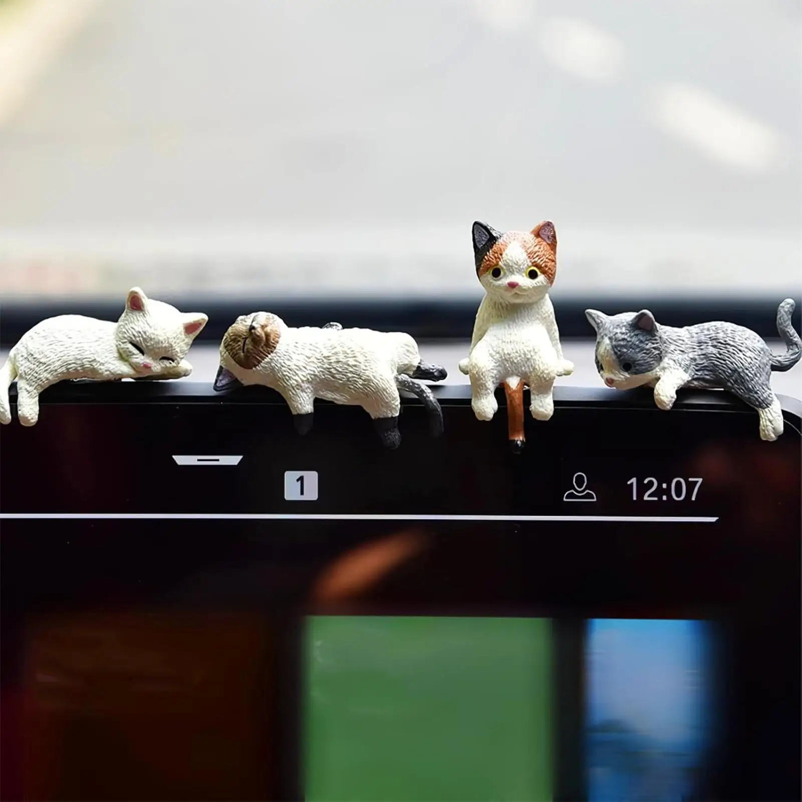 5Pcs Cute Kitten Decoration Creative Sleeping Cat Doll Home Ornaments Toys Cat Car Interior Landscape Decoration Adorable Gifts