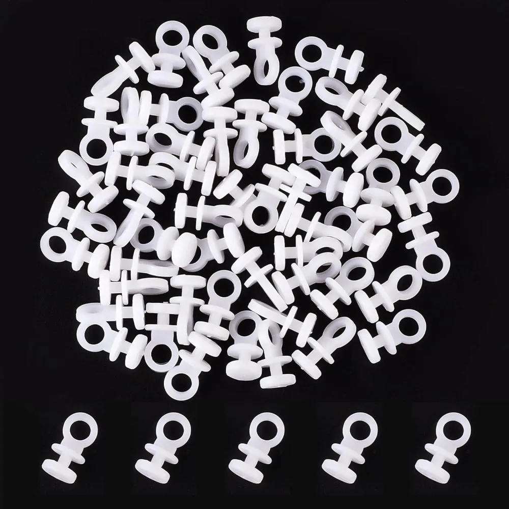 

1 Bag 200Pcs Curtain Hooks Plastic White Curtain Track Hook Smooth Wheel Rollers Curtain Rail Slider Hooks for Window Door