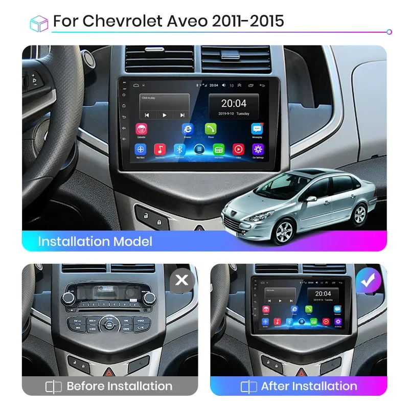 8GB+128GB Carplay Radio For Chevrolet Aveo 2 Sonic T300 2011-2015 Car stereo Multimedia Player Android Auto GPS navigation 2DIN