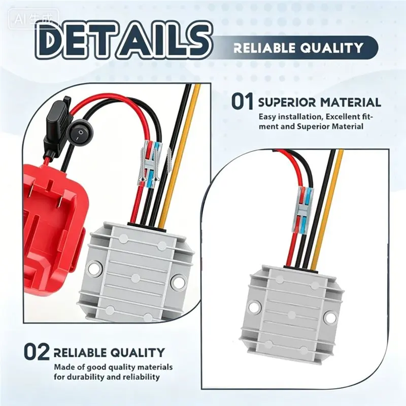 ABJN-For 20V Lithium Battery Compatible Step Down Converter 20V-12V Buck Regulator With Fuse Switch 20A 240W