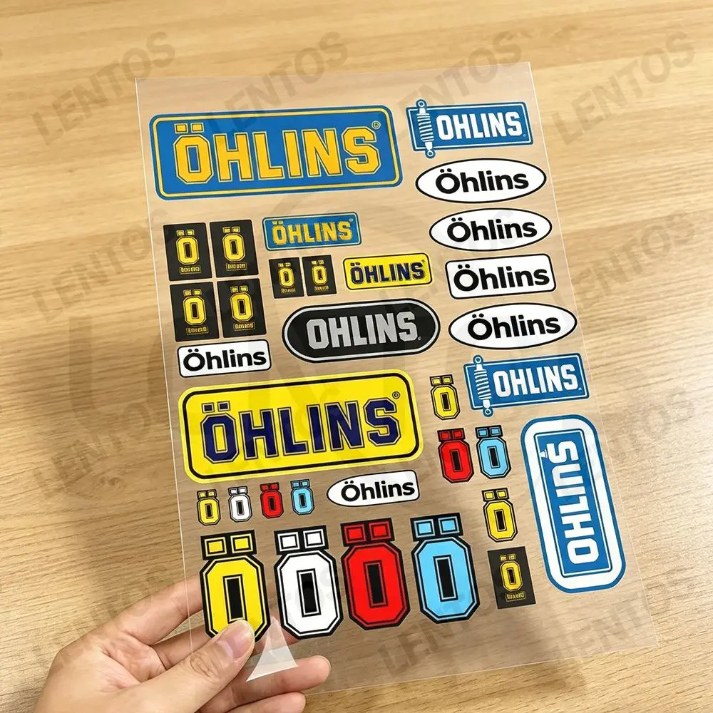 For Ohlins Motorcycle Reflective Stickers Waterproof Decals for Helmet Scooter Fuel Tank Toolbox Racing