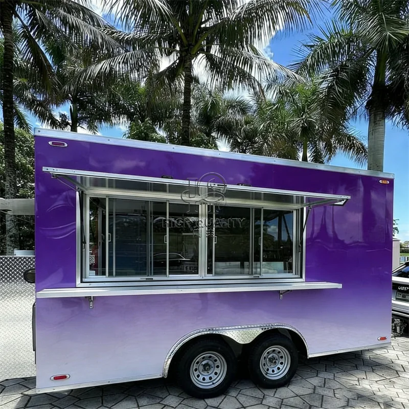 Hot Sale Mobile Fast Food Trailer Burger Truck  Cart Coffee Concession Custom Bbq Food Trailer with Porch Fully Equipped