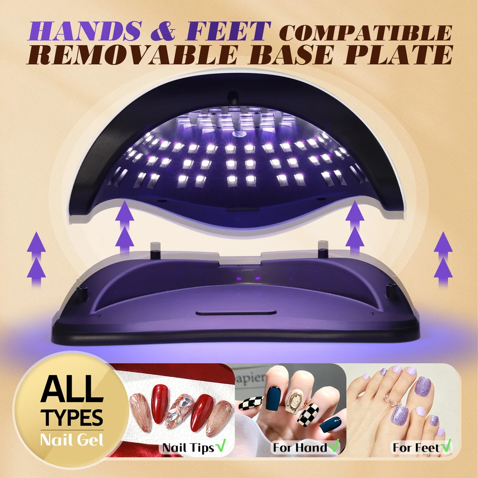 Lámpara DianaBeauty de 380W UV LED para secar esmalte en gel, con 4 temporizadores y sensor automático, luz profesional para uñas 6