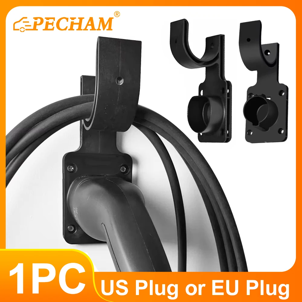 Supporto per cavo per caricabatterie EV da parete in un unico pezzo Presa per testa di pistola per caricabatterie EV Type1 Type2 Connettore standard Spina UE USA