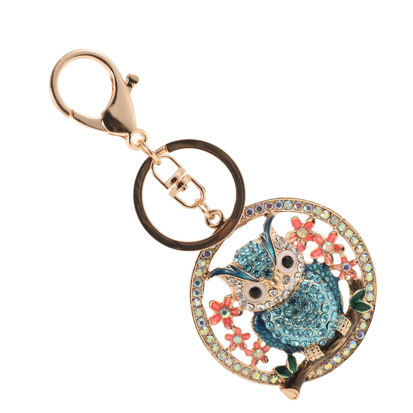 

Owl Keychain Pendant For Car Rhinestones Hanging Shaped Ring Lifelike Model Ornament Stylish Pendant Decor Car Bag