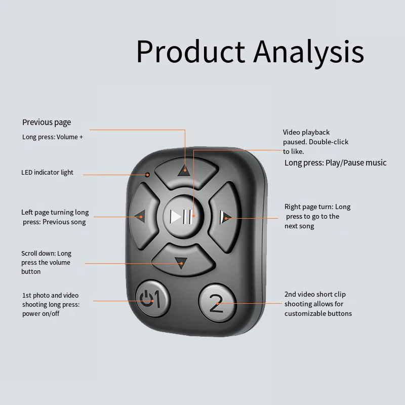 جهاز النقر التلقائي اللاسلكي للتحكم عن بعد في الصفحة، جهاز النقر المستمر للكتب الإلكترونية، وظيفة التمرير بزر السيلفي اللاسلكي