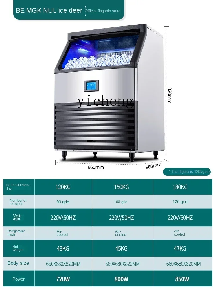 Máquina de hielo comercial, máquina de hielo grande, tienda de té de la leche, máquina para hacer cubitos de hielo, gran producción automática