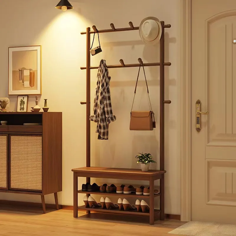 shoe rack, shoe change stool, shoe cabinet with hanger, integrated hanger, floor-to-ceiling bedroom, home entrance, solid wood c
