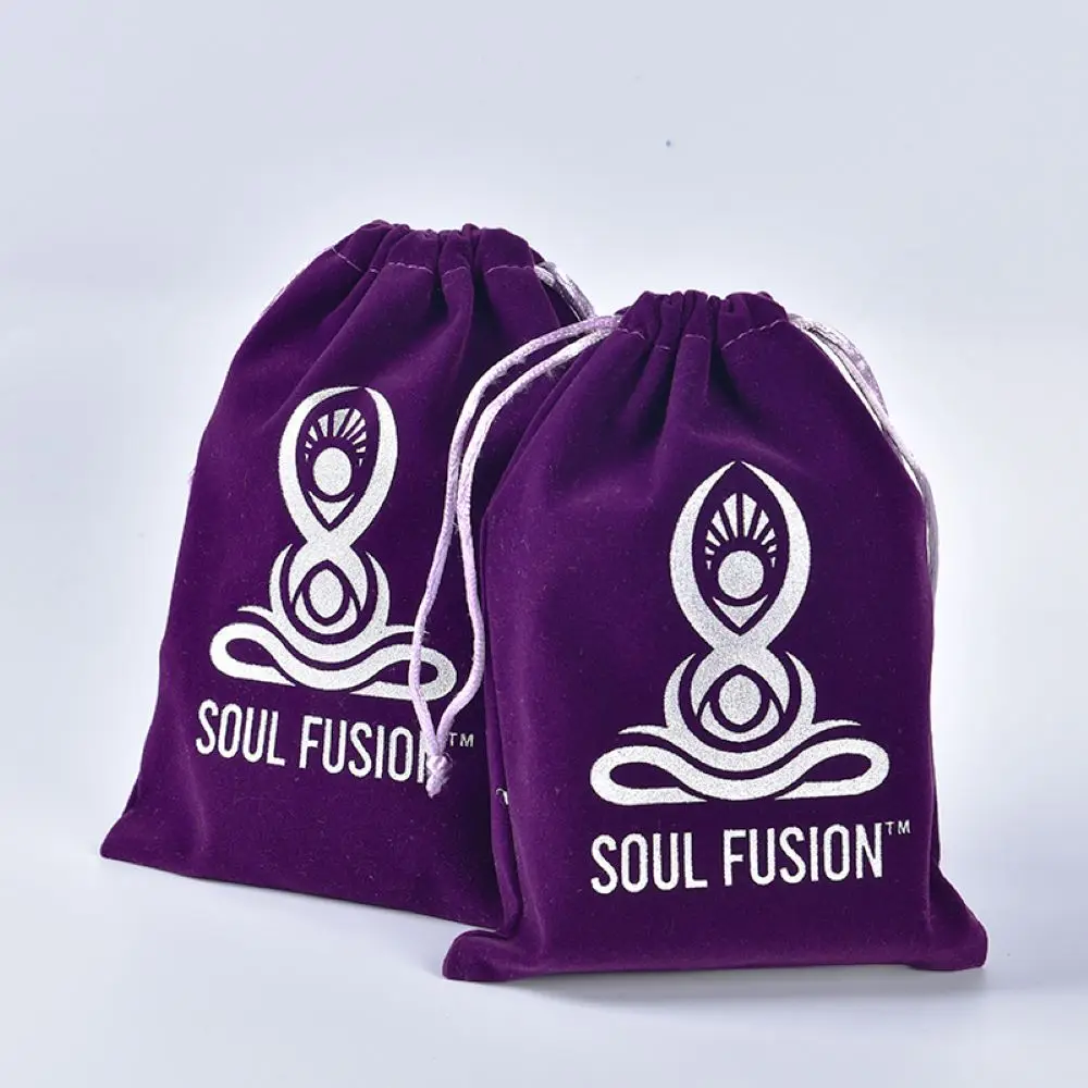 

50pcs High Quality Purple Velvet Dust Drawstring Gift Packaging Pouches Bag for Hair Wig Shoe Perfumes Ring Jewelry Custom Logo