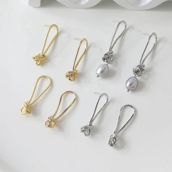 2PCS 14K Real Gold Plated Niche Brass Copper Knotted Wire Earrings Stud DIY Pendant Making Supplies Material Accessories