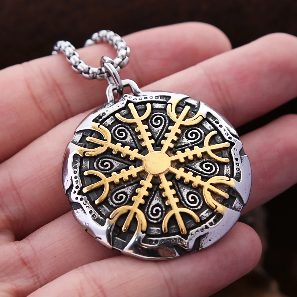 Fashion Vintage Norse Viking Compass collana per uomo ragazzi acciaio inossidabile Vikings amuleto rune ciondolo gioielli regali Never Fade