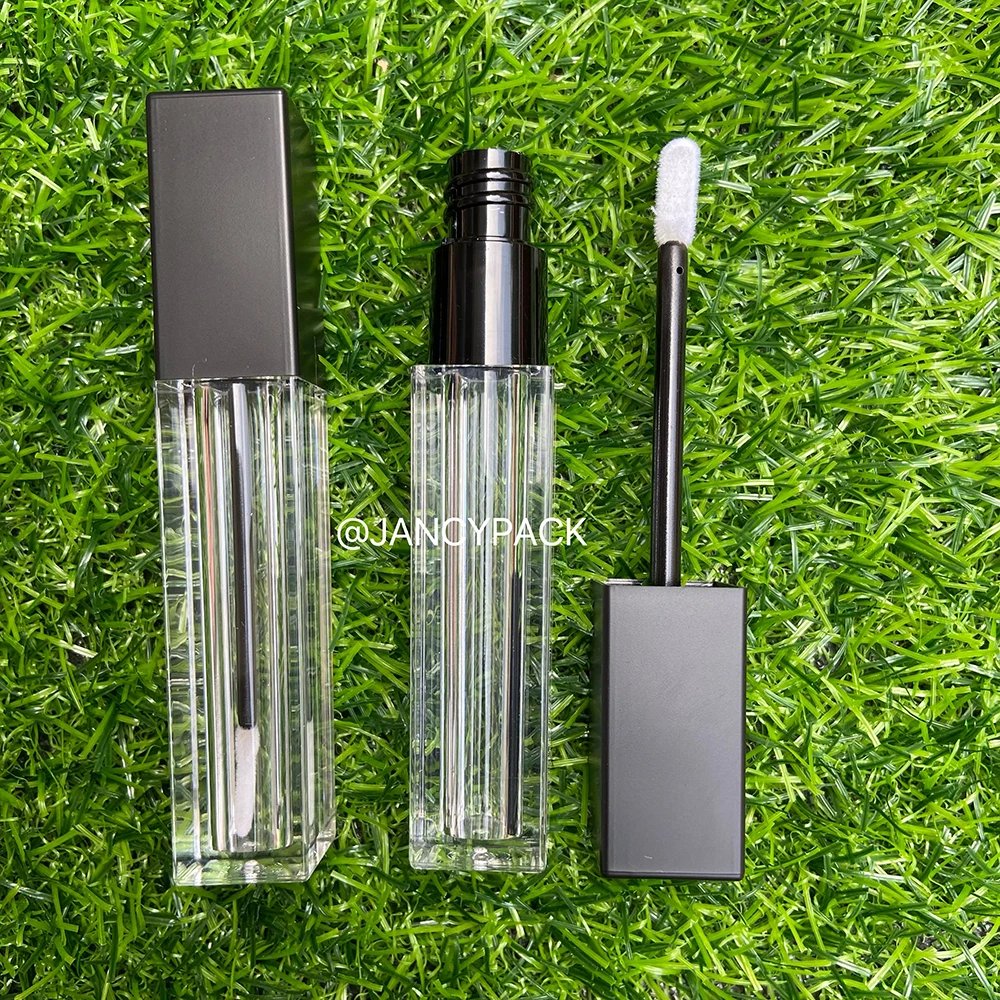 

Square Clear 6ml Empty Lip Gloss Tube Lips Balm Bottle Black Lip Glaze Tubes Lip Gloss Refillable Container Custom Logo