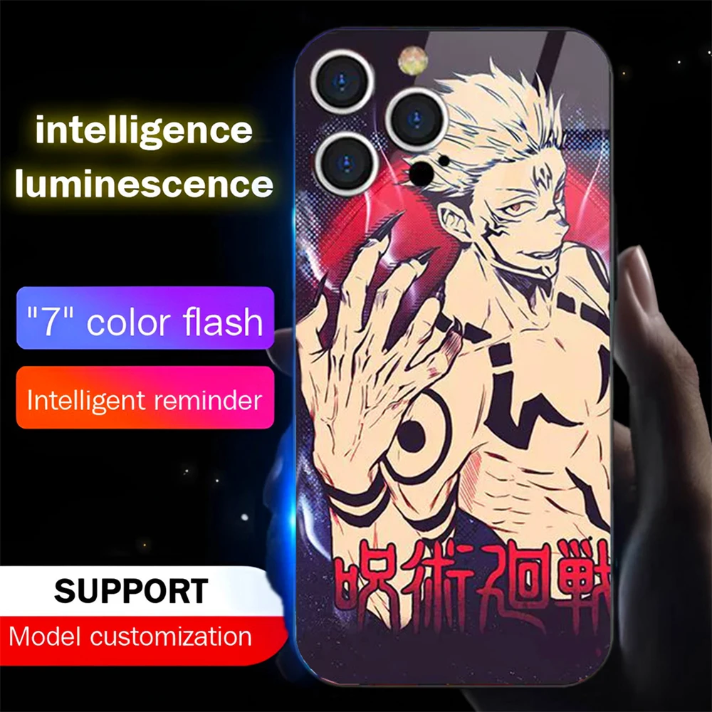 

LED Flash Luminous Tempered Glass Cover Night Light Shockproof Phone Case For Samsung S25 S24 S23 S22 S21 S20 FE Plus Ultra A54