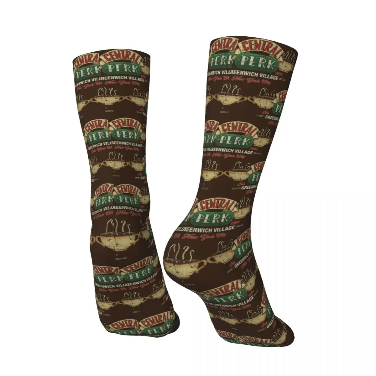 All Seasons Central Perk Friends Logo Socks Harajuku Sport Middle Tube Socks Casual Stockings for Men Women Valentine's Day
