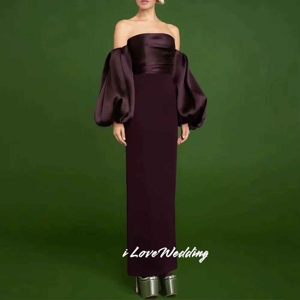 Roxo sem alças vestidos de noite 2025 fora do ombro plissado sereia sem costas até o chão elegante vestido de festa de casamento personalizado