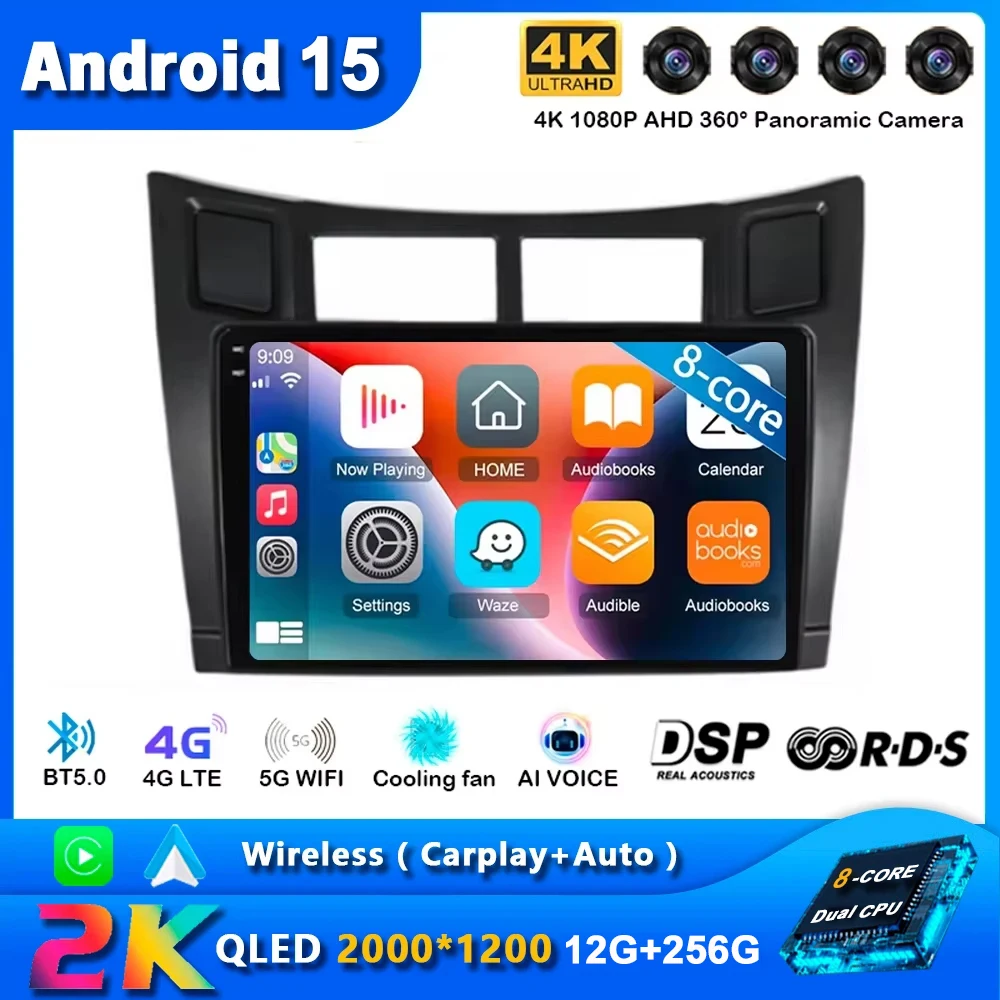 

Android 15 Carplay Авто Авто Радио Для Toyota Yaris 2005-2012 Навигация GPS Мультимедийный Плеер Видео Стерео Wi-Fi + 4G BT 2DIN DVD