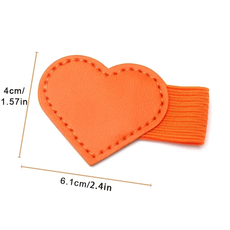 4Pcs Random Color Heart Shaped Leather Pen Holders, Self-Adhesive Elastic Pen Clips for Journals, Planners and Office Supplies
