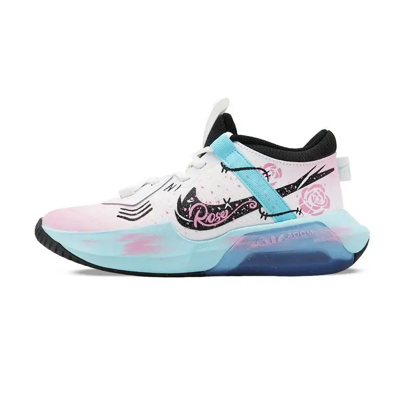 

[Нестандартные винтажные баскетбольные кроссовки Nike Air Zoom Rose Assassin с низким берцем GS Pink Blue