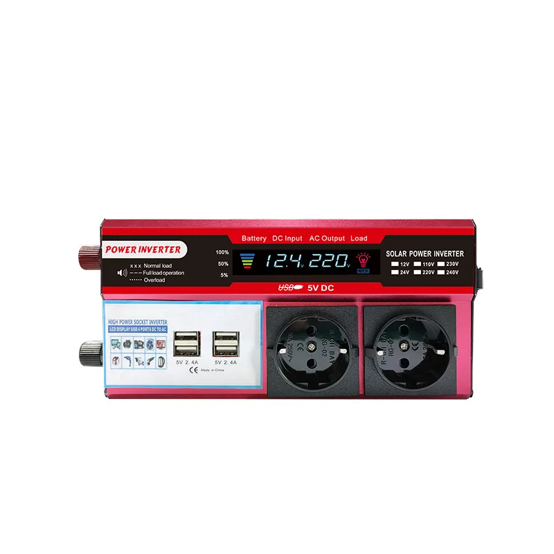 2000W Power Inverter DC 12V AC 220V Transformer With 4 USB  SOCkets Charging With LED Display інвертор 12v 220v чистий синус