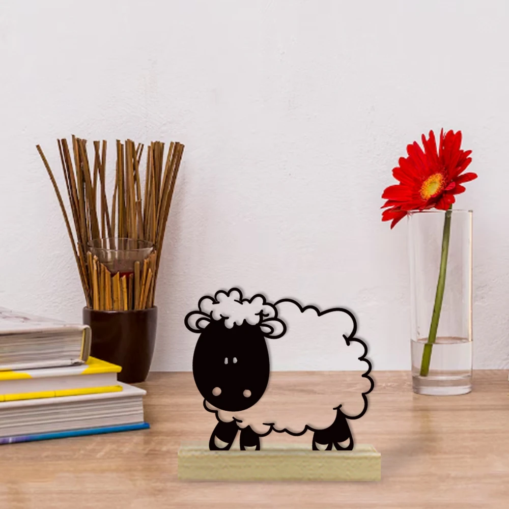 

Abstract sheep With Wood Base Tin Ornament With Wood Base Iron Sculpture Handicraft With Wood Base Office Desk