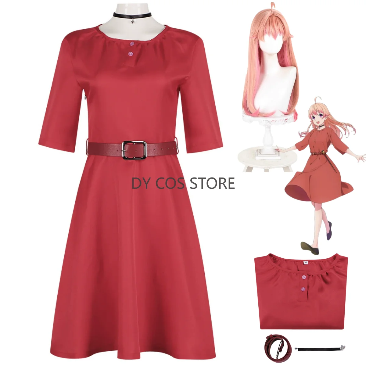 

Аниме часы ведьмы Wakatsuki Nico косплей костюм повседневное красное платье униформа полный комплект парик для взрослых женщин сексуальный кавайный костюм для отдыха