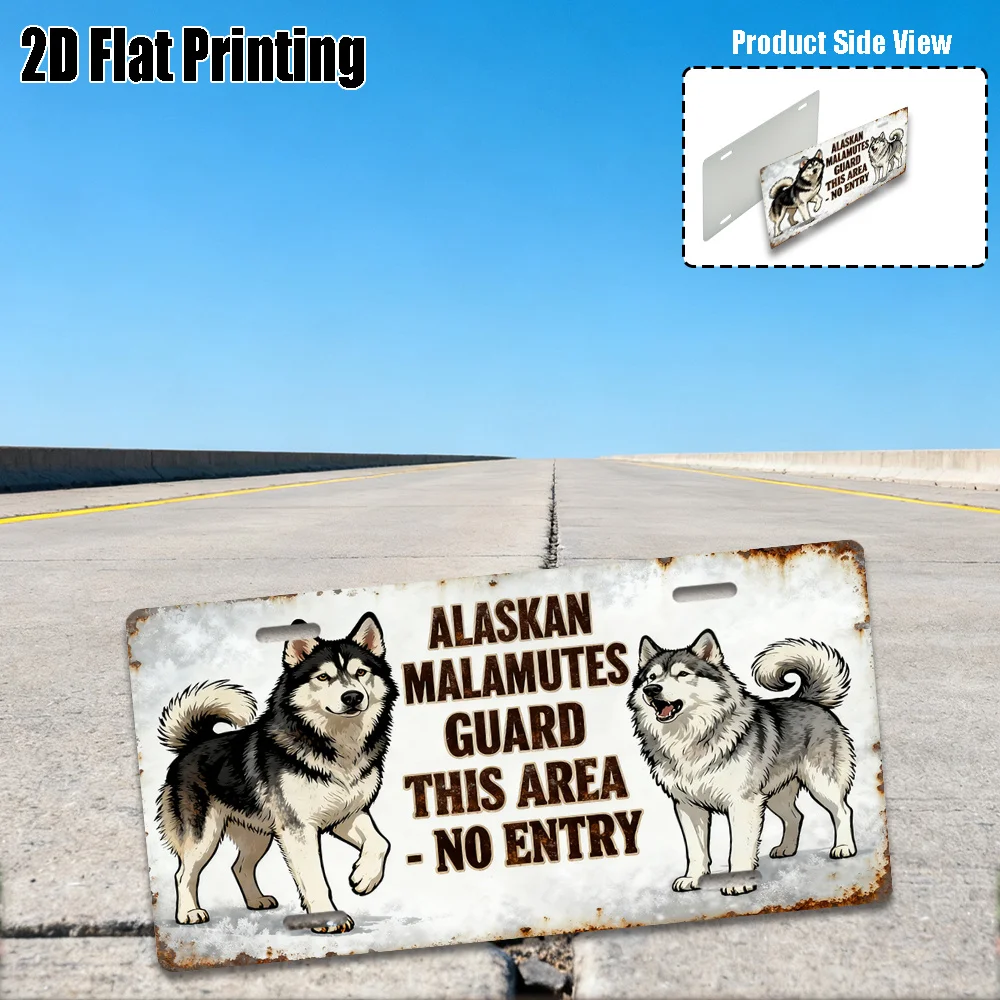 2D Flat,1pc Vintage Metal Decorative Sign,for Decorative Use Only,Alaskan Malamute Themed Sign withCanine Elements Vintage Style