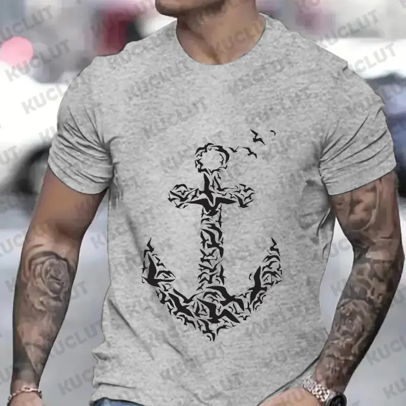 Футболка для мужчин, летняя мода, топы с графическим принтом Captain Y2k, пляжные футболки морского моряка, мужская одежда, уличная одежда больших размеров