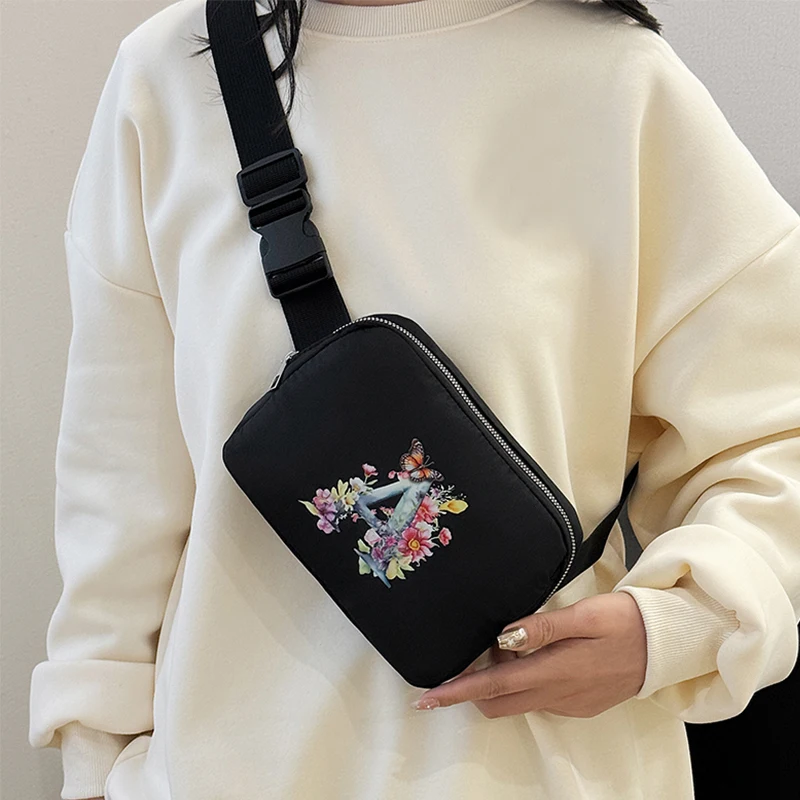 

Нейтральная гендерная сумка через плечо, подходящая для путешествий, фотографии и поясная сумка из ткани Оксфорд с буквенным принтом.