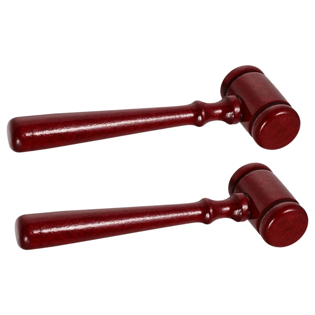 2 Pcs Judge Hammer Gavel Wooden Mini Fashion Prop Props Hammers Child Auction Sale Solid