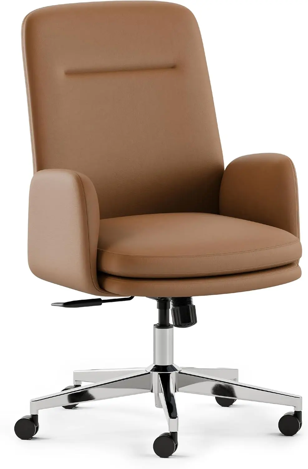 Modern Office Chair, Vegan Leather - Removable Arms & High Back Design